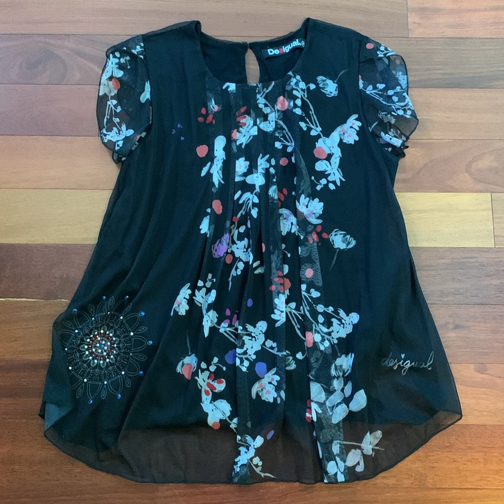 Desigual Floral Mesh Top